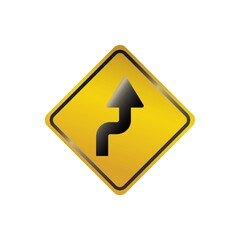 Poster - Sharp reverse right turns ahead sign