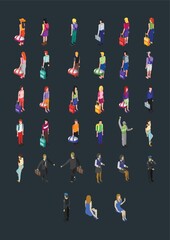 Sticker - Set of isometric characters