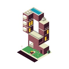 Sticker - Isometric building alphabet Q