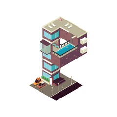 Wall Mural - Isometric building alphabet P