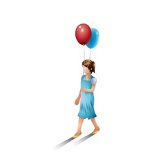 Canvas Print - Isometric girl with balloons