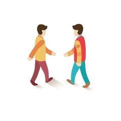 Sticker - Isometric boys walking