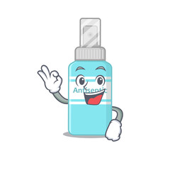 Poster - Antiseptic cartoon mascot design with Okay finger poses