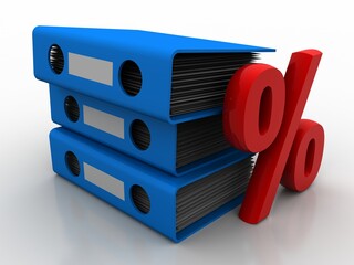 Poster - 3d rendering office document Binder with percentage sign