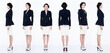 © Jade - Asian Woman black hair stand 360 turn rear side back view isoalted