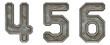 Set of numbers 4, 5, 6 made of industrial metal on white background 3d