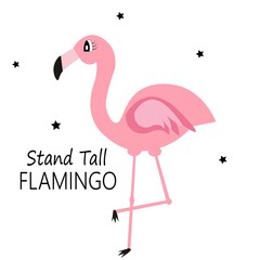 Wall Mural - cute flamingo summer vector  card illustration