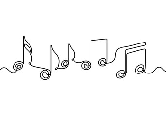 Wall Mural - One continuous single line of a treble clef is drawn by a single black line on a white background. The chord that creates classical music. Scribble hand drawn doodle sketch minimalism style