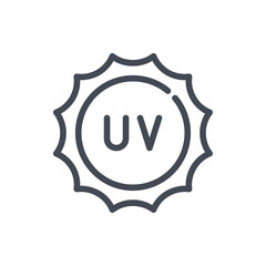 Poster - UV Protection line icon. Sun with Ultraviolet symbol vector outline sign.