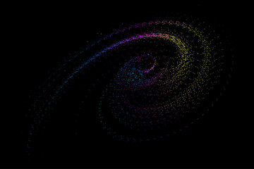 Poster - Colorful dynamic particle cosmic vortex abstract graphic texture background.