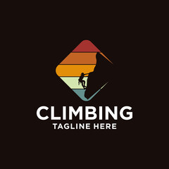 Wall Mural - Modern Mountain And Rock Climbing Logo Badge Illustration