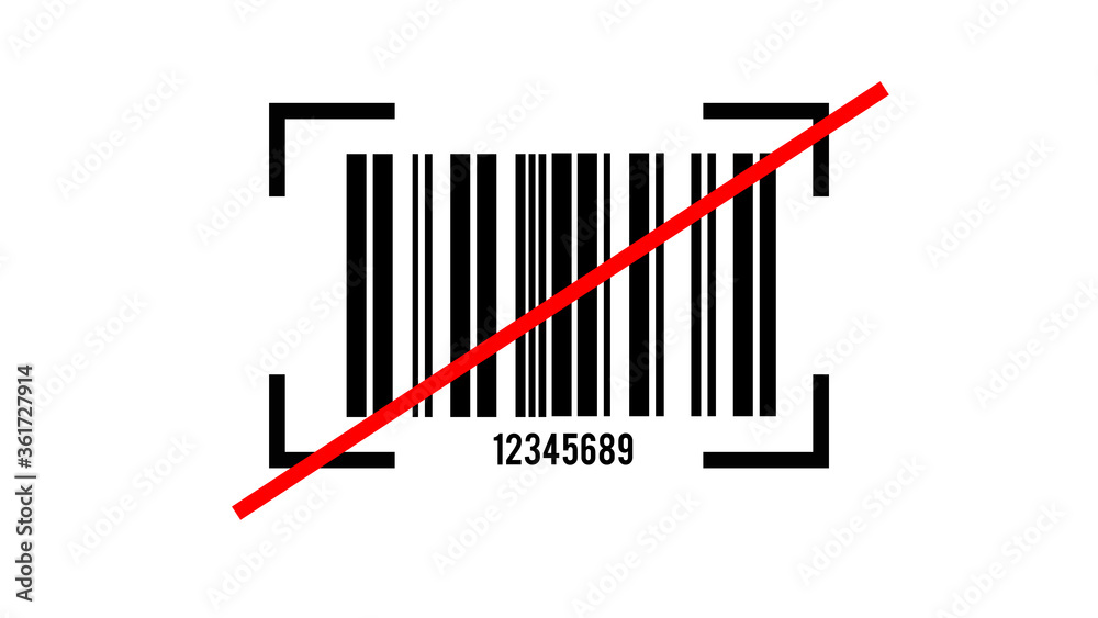 No, Barcode or Stop signs. Bar and Qr code icons Stock Illustration ...