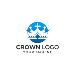 Canvas Print - Crown Logo Design Vector Template