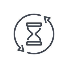 Poster - Repeat Time with Hourglass line icon. Sandglass Refresh vector outline sign.