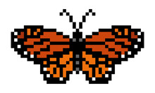 Butterfly Lego Block Pattern. Pixel Butterfly Image. Vector Illustration Of Pixel Art.