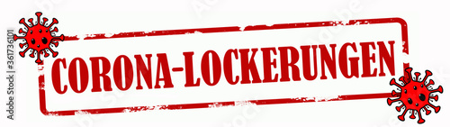 Fotomural CORONAVIRUS - Roter zerkratzer Stempel Banner, mit dem Wort: CORONA-LOCKERUNGEN