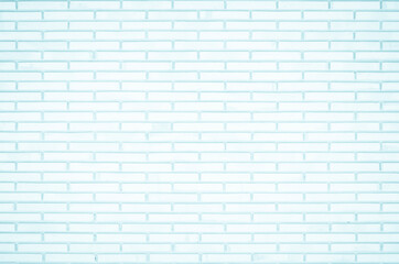 Pastel Blue and White brick wall texture background. Brickwork painted of blue color interior rock old pattern clean concrete grid uneven brick design stack. Home or office design backdrop decoration.