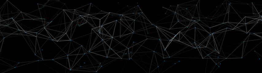 Poster - Digital plexus of glowing lines and dots. Abstract background. 3D rendering. Network or connection. Vector illustration