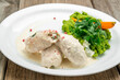 © white78 - Chicken roll and vegetables on a table. Selective focus.