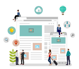 Wall Mural - internet browser , online network , global communication / flat vector illustration