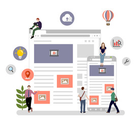Wall Mural - internet browser , online network , global communication / flat vector illustration