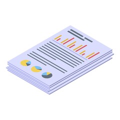 Poster - Reporter statistic papers icon. Isometric of reporter statistic papers vector icon for web design isolated on white background