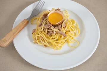 Wall Mural - assiette de spaghettis à la carbonara