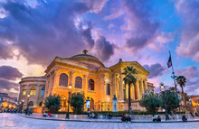 The Teatro Massimo Vittorio Emanuele, The Biggest In Italy Opera House. Palermo, Sicily