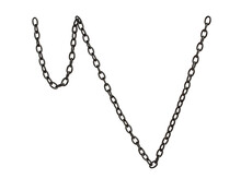 Fragment Of A Black Metal Chain On A White Background. Isolated