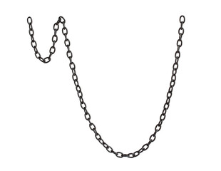 fragment of a black metal chain on a white background. isolated
