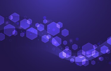 Poster - hexagonal wave structure. futuristic geometric molecular cells background, abstract hexagon shapes a