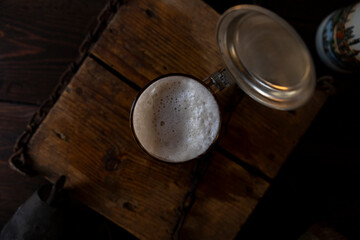  Traditional German beer stein with a silver lid