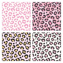 Pink Leopard Pattern. Seamless Animal Print, Trendy Wild Cat Design Stylized Background For Fashion Fabric, Wallpaper Vector Texture. Stylish Fashionable Leopard Textile, Wrapping Paper Design.