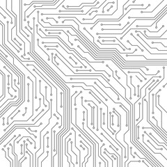 Circuit. Computer motherboard, microchip electronic technology. Hardware circuits board line vector texture. High tech pc processor abstract background with lines and dots illustration.