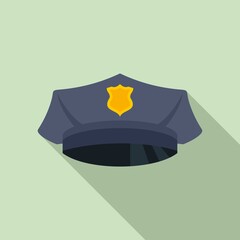 Canvas Print - Police officer cap icon. Flat illustration of police officer cap vector icon for web design