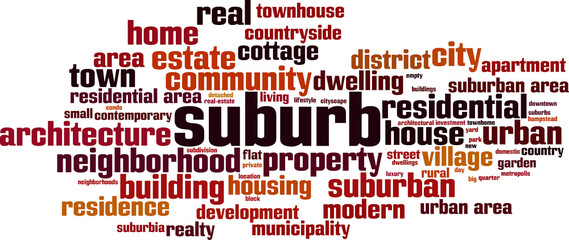 Wall Mural - Suburb word cloud