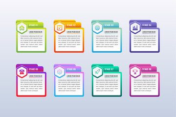 Poster - Vector Infographic hexagon design with icons and 8 options or steps. Infographics for business concept. Can be used for presentations banner, workflow layout, process diagram, flow chart, info graph.