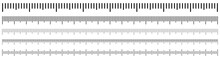 Rulers Inch And Metric Rulers. Measuring Tool. Centimeters And Inches Measuring Scale Cm Metrics Indicator. Measurement Scale, Markup For A Ruler. Vector Set Isolated
