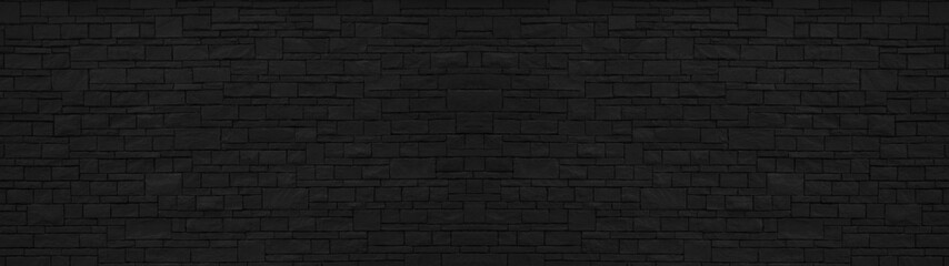 dark black painted brick natural stone masonry wall texture background wallpaper panorama banner