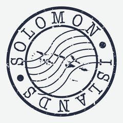 Solomon Islands Stamp Postal. Map Silhouette Seal. Passport Round Design. Vector Icon. Design Retro Travel.