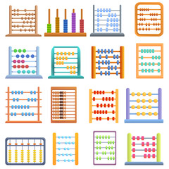 Poster - Abacus icons set. Cartoon set of abacus vector icons for web design