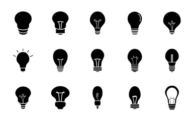 Poster - candle bulb light and lightbulbs icon set, silhouette style