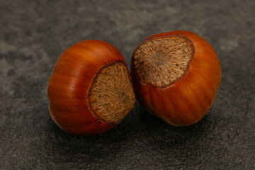 Two ripe tasty Whole hazelnut