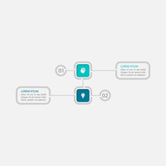 Vector infographic template with 2 steps or options. Data presentation, business concept design for web, brochure, diagram.