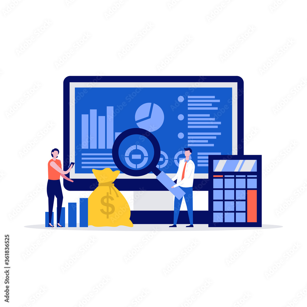 Income statement vector illustration concept with characters. Modern ...