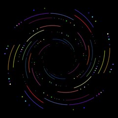 Poster - 2d illustration with twisted lines and dots. Art object. Can be used as big data visualization.