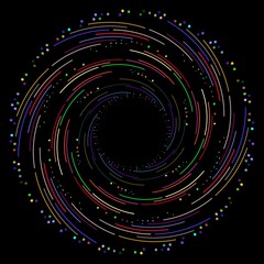 Poster - 2d illustration with twisted lines and dots. Art object. Can be used as big data visualization.