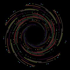Poster - 2d illustration with twisted lines and dots. Art object. Can be used as big data visualization.