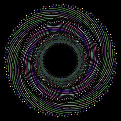 Poster - 2d illustration with twisted lines and dots. Art object. Can be used as big data visualization.