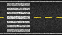 Crosswalk Top View On Asphalt Vector Illustration. Safety Driving And Movement 
